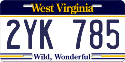 WV license plate 2YK785