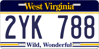 WV license plate 2YK788