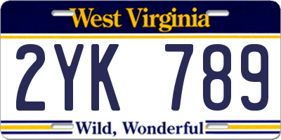 WV license plate 2YK789