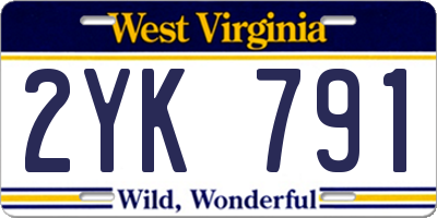 WV license plate 2YK791