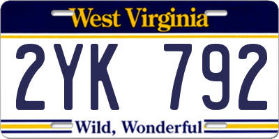 WV license plate 2YK792