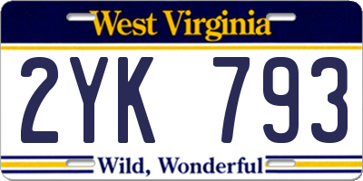 WV license plate 2YK793