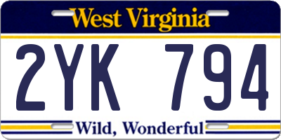 WV license plate 2YK794