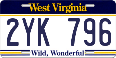 WV license plate 2YK796