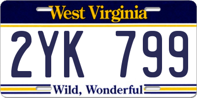 WV license plate 2YK799