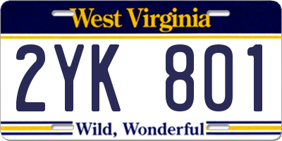 WV license plate 2YK801