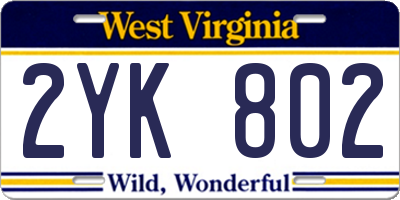 WV license plate 2YK802