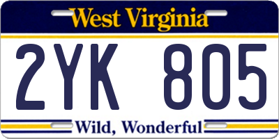 WV license plate 2YK805
