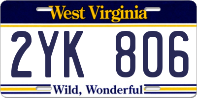 WV license plate 2YK806