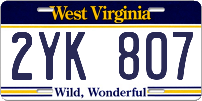 WV license plate 2YK807