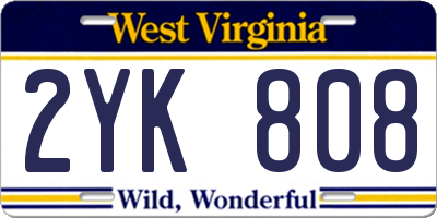 WV license plate 2YK808