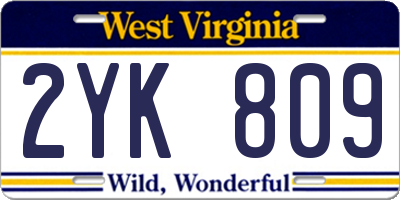 WV license plate 2YK809