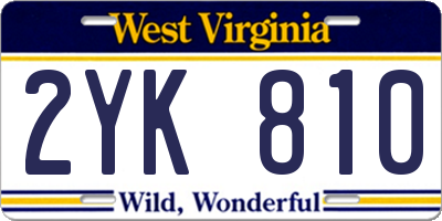 WV license plate 2YK810