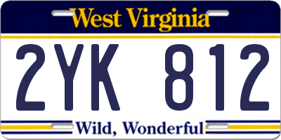WV license plate 2YK812