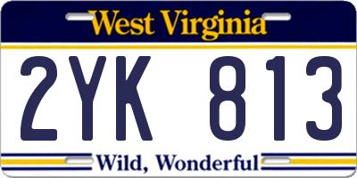 WV license plate 2YK813