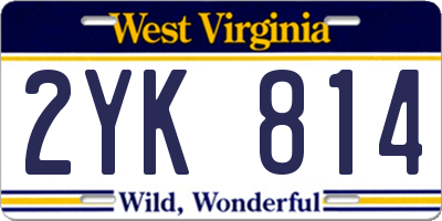 WV license plate 2YK814
