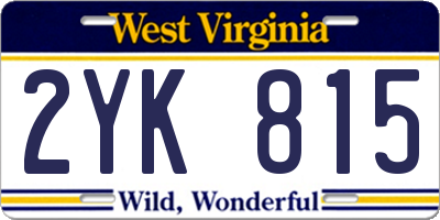 WV license plate 2YK815