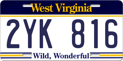 WV license plate 2YK816