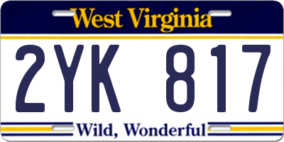 WV license plate 2YK817