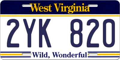WV license plate 2YK820