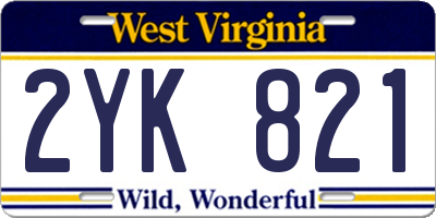 WV license plate 2YK821