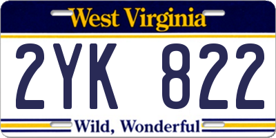 WV license plate 2YK822