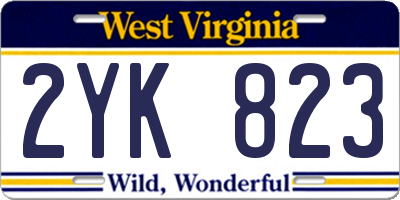 WV license plate 2YK823