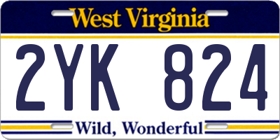WV license plate 2YK824
