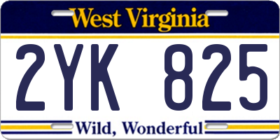WV license plate 2YK825