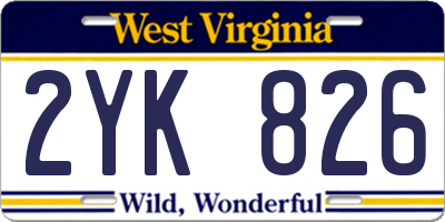 WV license plate 2YK826