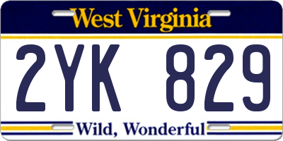 WV license plate 2YK829