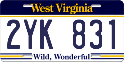 WV license plate 2YK831