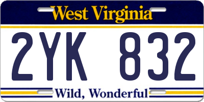 WV license plate 2YK832