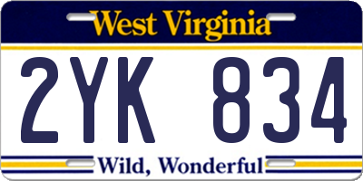 WV license plate 2YK834