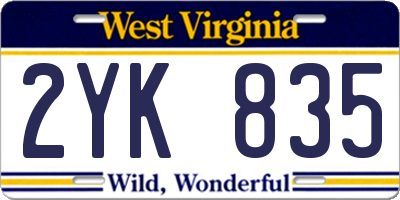 WV license plate 2YK835