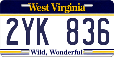 WV license plate 2YK836