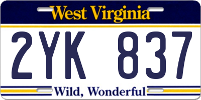 WV license plate 2YK837