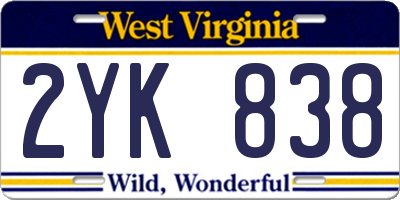WV license plate 2YK838