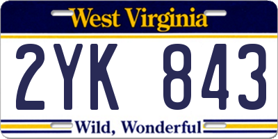 WV license plate 2YK843