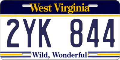 WV license plate 2YK844