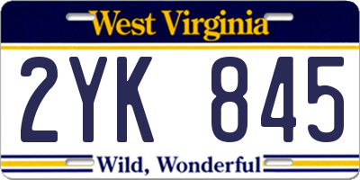 WV license plate 2YK845