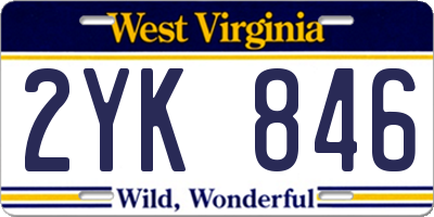 WV license plate 2YK846