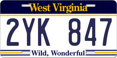 WV license plate 2YK847