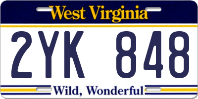 WV license plate 2YK848