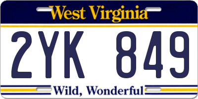 WV license plate 2YK849