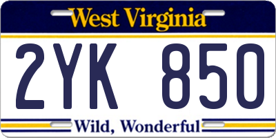WV license plate 2YK850