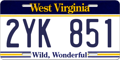 WV license plate 2YK851