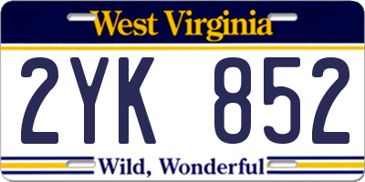 WV license plate 2YK852