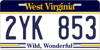 WV license plate 2YK853