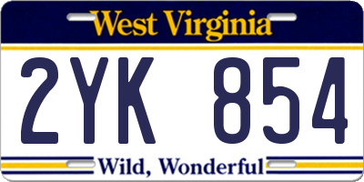 WV license plate 2YK854